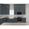 Armário de cozinha de agitador de madeira sólida azul americana Blue